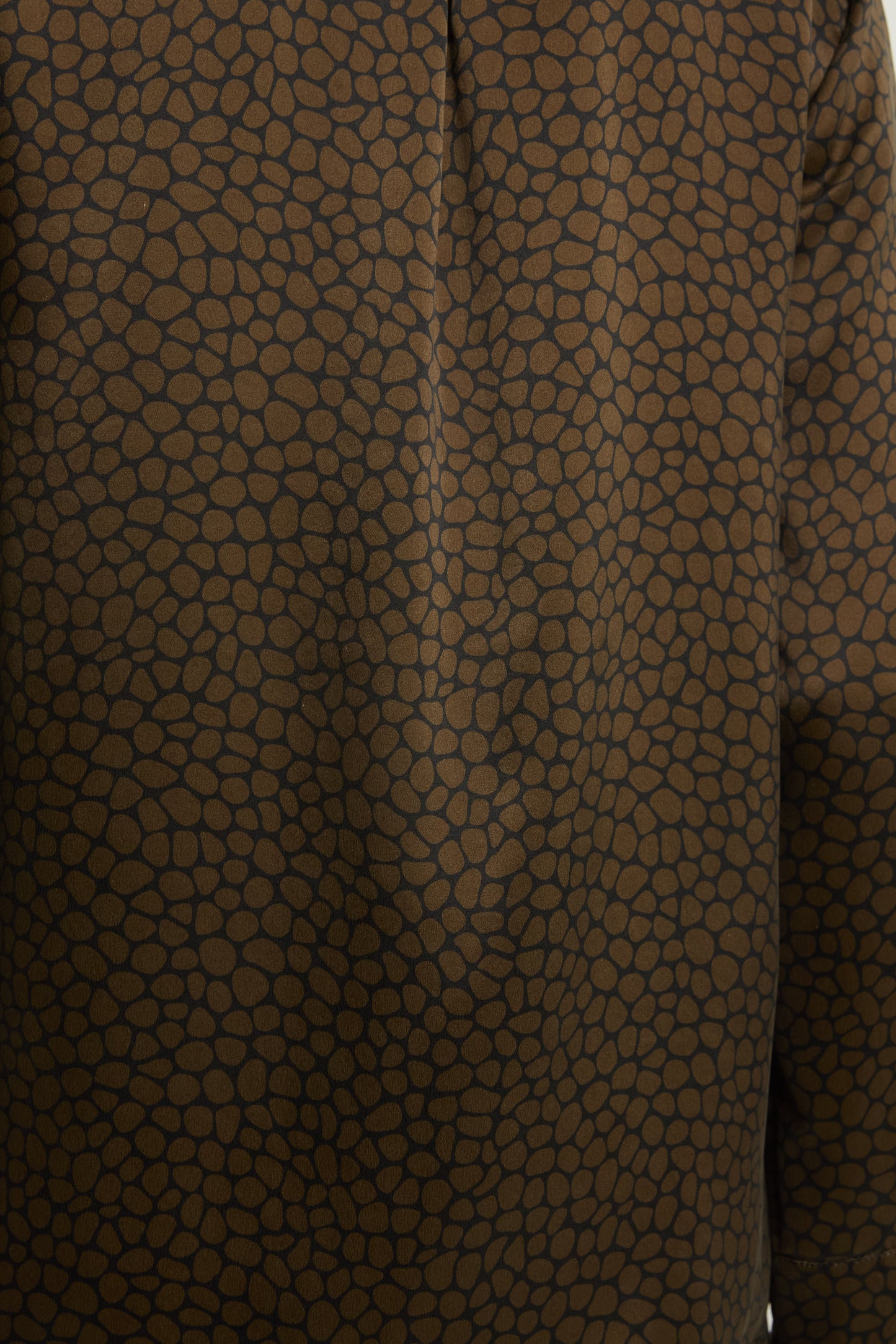 Brown and black animal printed silk shirt