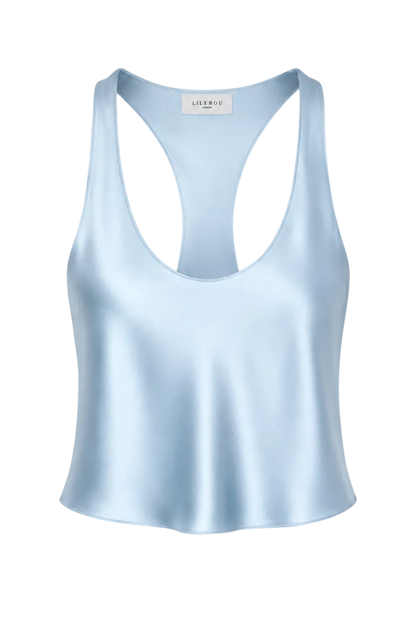 Sky Racer-Back Silk Tank Top