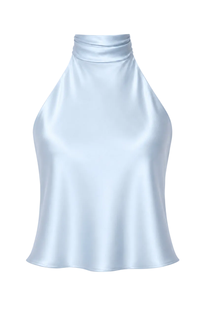 Sky Halter-Neck Silk Top