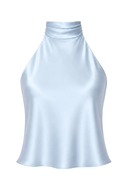 Sky Halter-Neck Silk Top