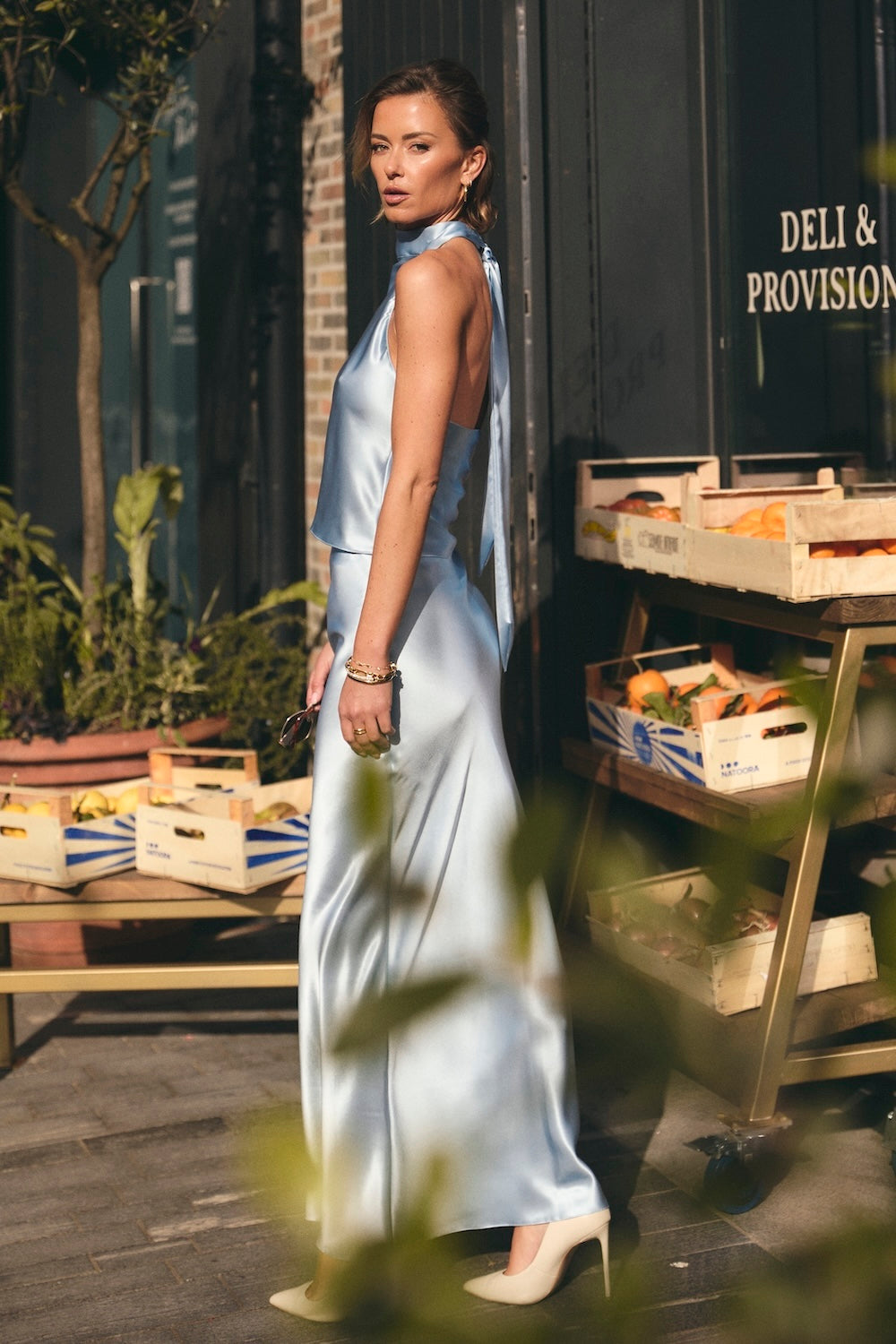 Sky Maxi Silk Slip Skirt