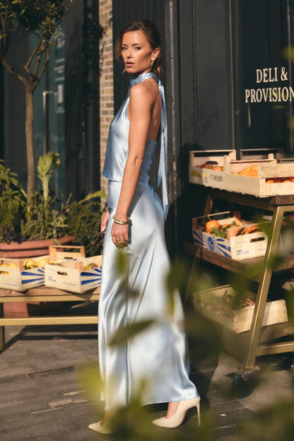 Sky Maxi Silk Slip Skirt