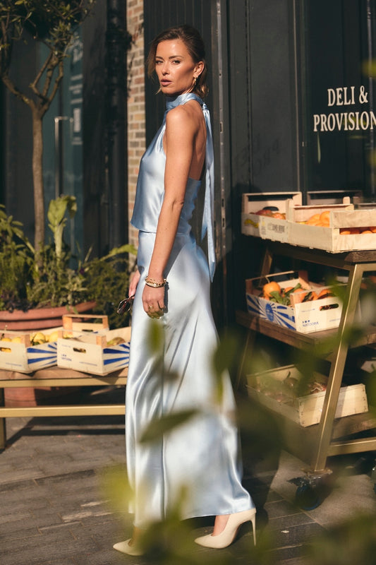 Sky Maxi Silk Slip Skirt