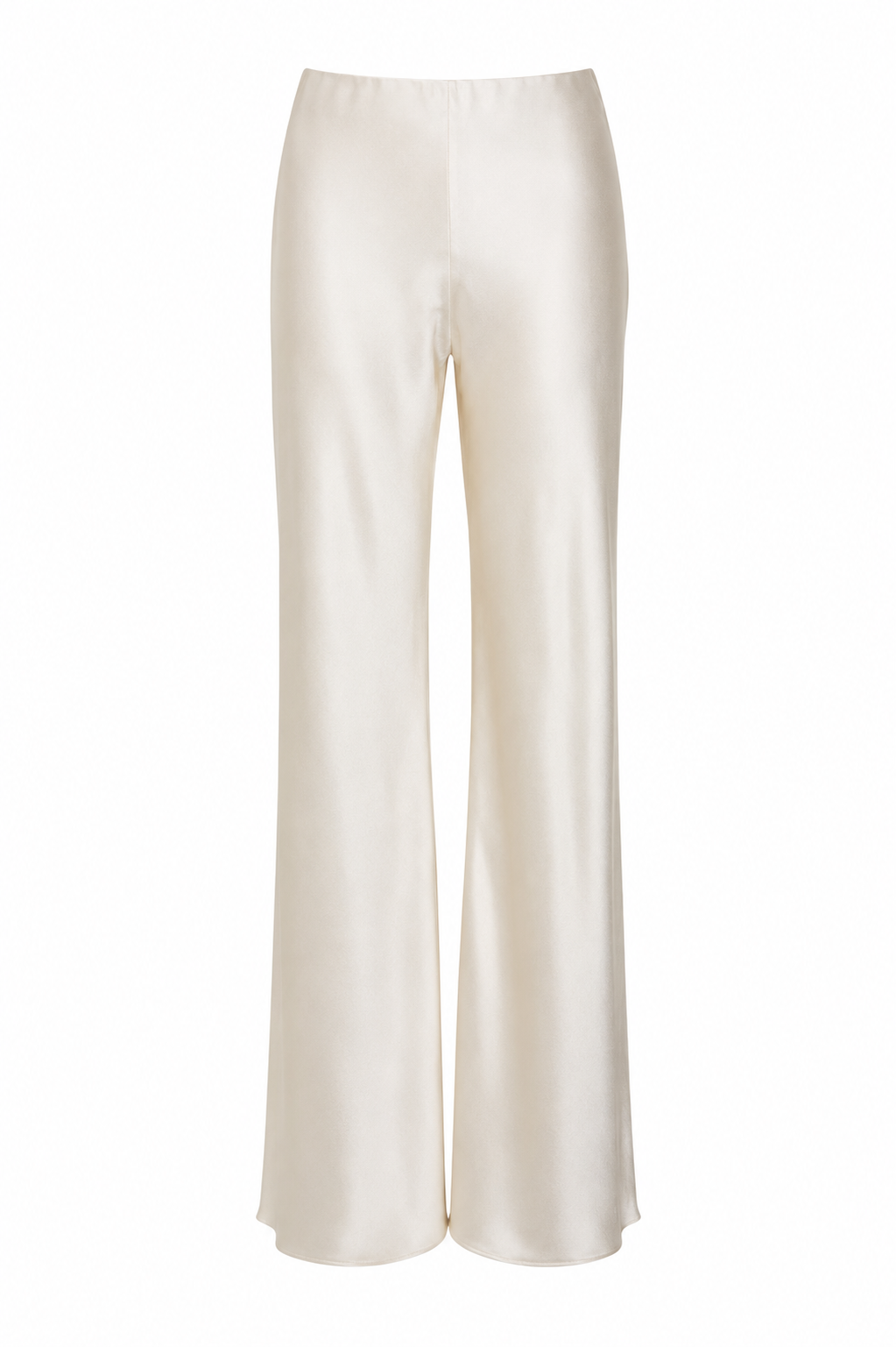 Cream Bias-Cut Silk Trousers
